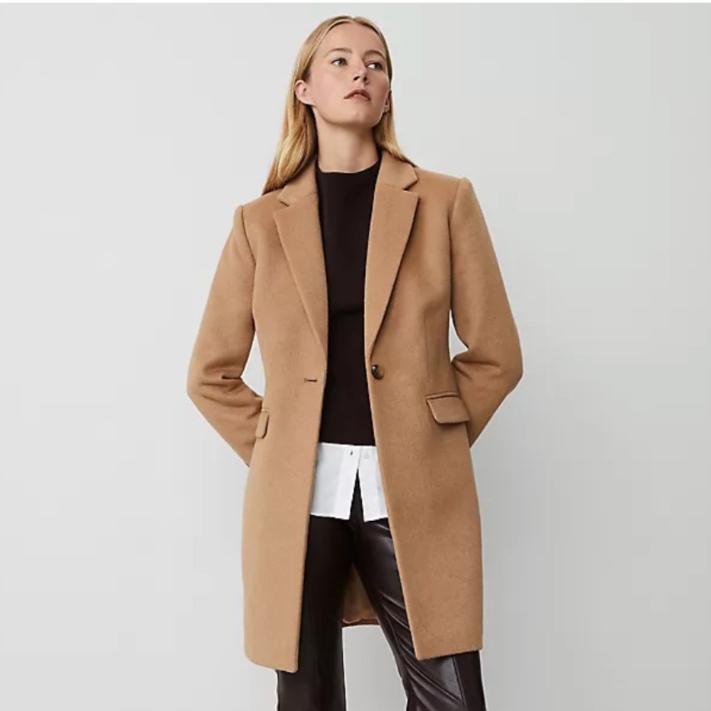 Ann Taylor Chesterfield Camel Coat  Size Large NEW